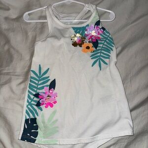 Cat & Jack | white/sequin flowers tank top, size XS (4/5)